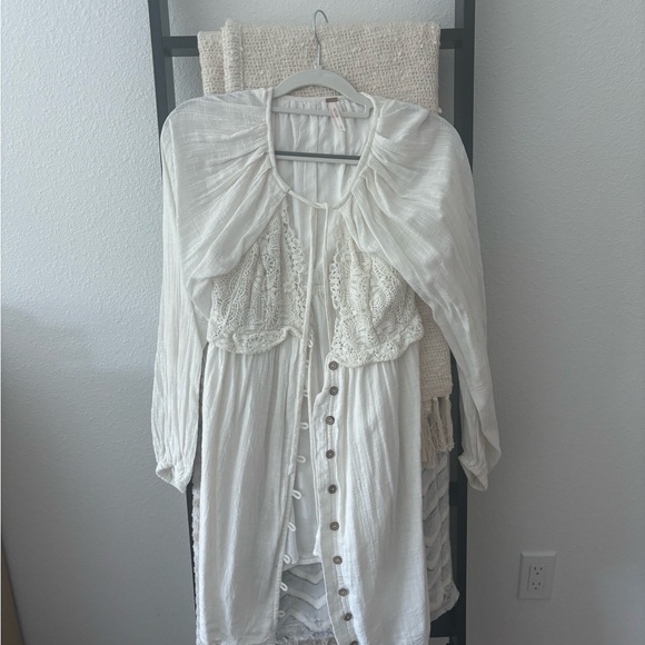 Free People | Summer Struttin' Lace Pieced Puff Sleeve Mini Dress - Picture 4 of 6